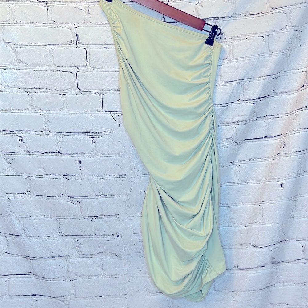Shein One Shoulder Green Cinched Dress Size X-Small Excellent Condition